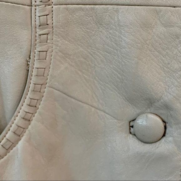 Vintage Leather Trench Coat Cream size L 14 - Picture 13 of 16